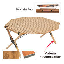 Outing Mate manufacturers china rustic wood folding table, korean bbp picnic foldable wood camping outdoor tales